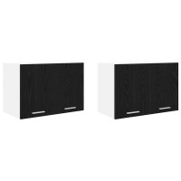 Produktbild för Hängande skåp med dörr 2 pcs Svart ek och vit 60 x 31 x 40 cm