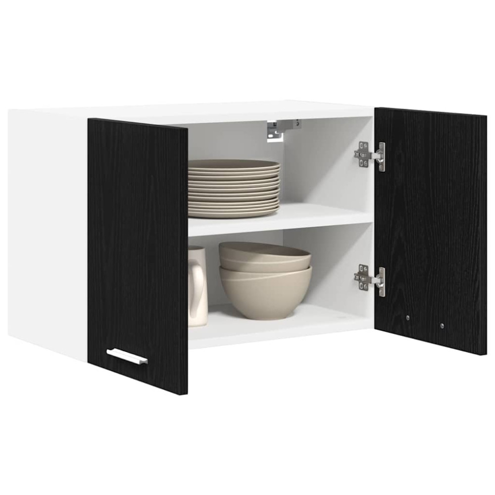Produktbild för Hängande skåp med dörr 2 pcs Svart ek och vit 60 x 31 x 40 cm