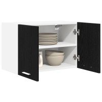 Produktbild för Hängande skåp med dörr 2 pcs Svart ek och vit 60 x 31 x 40 cm