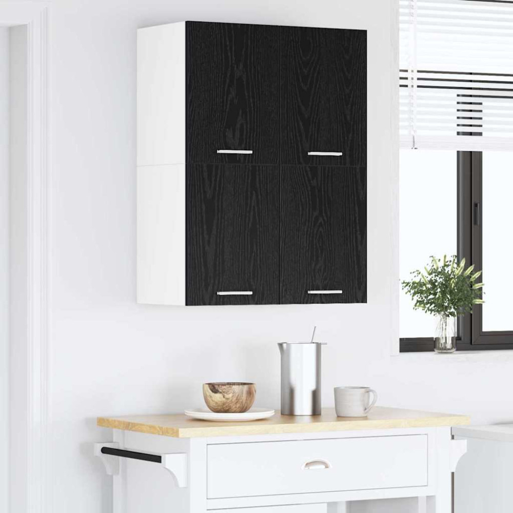 Produktbild för Hängande skåp med dörr 2 pcs Svart ek och vit 60 x 31 x 40 cm