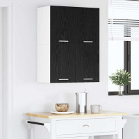Produktbild för Hängande skåp med dörr 2 pcs Svart ek och vit 60 x 31 x 40 cm