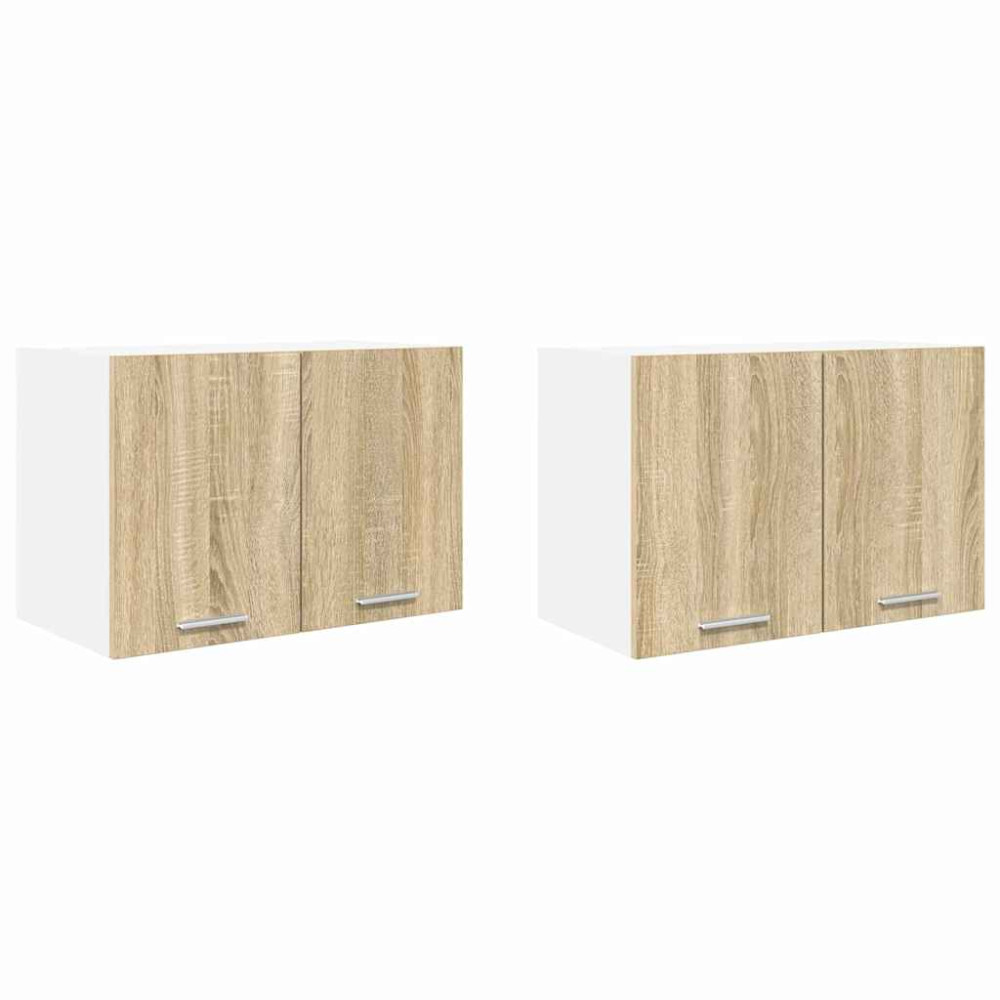 Produktbild för Hängande skåp med dörr 2 pcs Sonoma ek och vit 60 x 31 x 40 cm