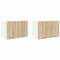 Produktbild för Hängande skåp med dörr 2 pcs Sonoma ek och vit 60 x 31 x 40 cm