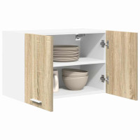Produktbild för Hängande skåp med dörr 2 pcs Sonoma ek och vit 60 x 31 x 40 cm
