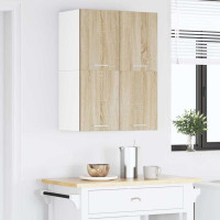 Produktbild för Hängande skåp med dörr 2 pcs Sonoma ek och vit 60 x 31 x 40 cm