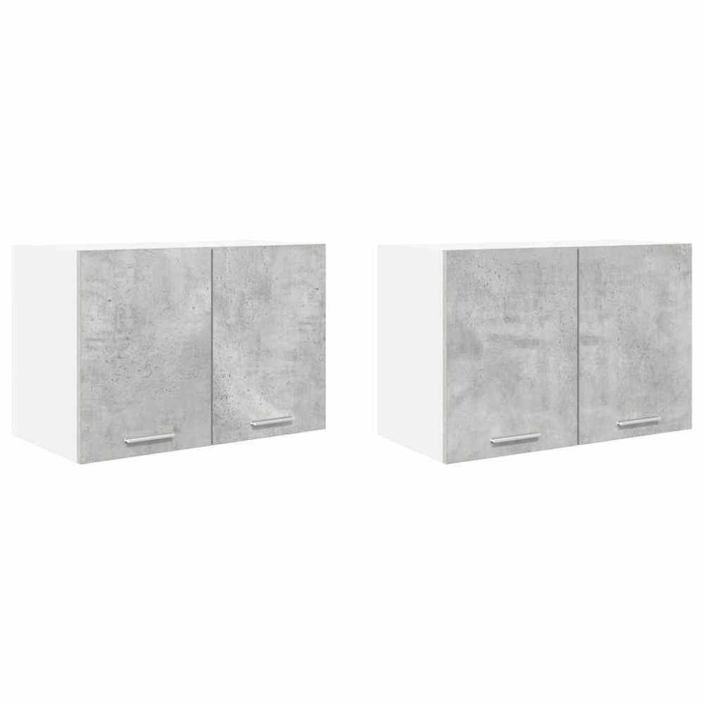 Produktbild för Hängande skåp med dörr 2 pcs Betonggrå och vit 60 x 31 x 40 cm
