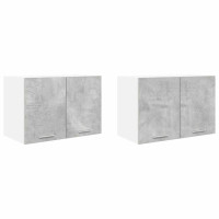 Produktbild för Hängande skåp med dörr 2 pcs Betonggrå och vit 60 x 31 x 40 cm