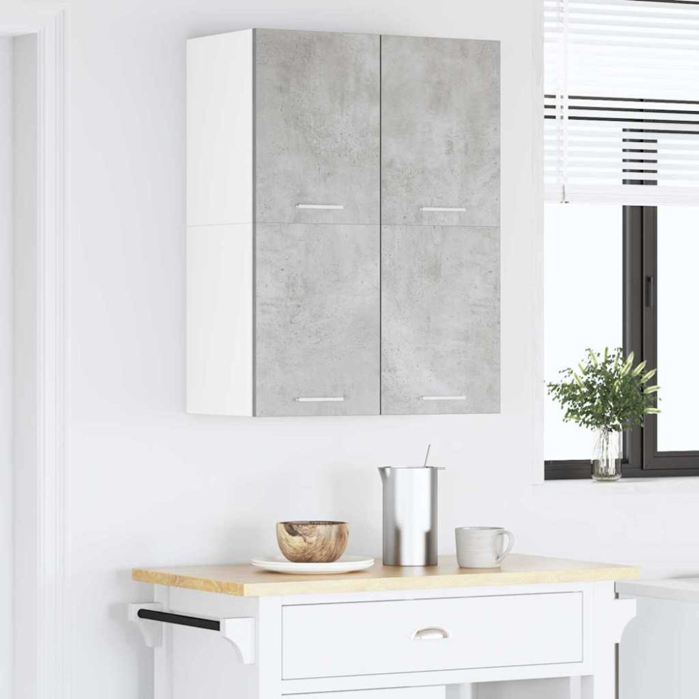 Produktbild för Hängande skåp med dörr 2 pcs Betonggrå och vit 60 x 31 x 40 cm
