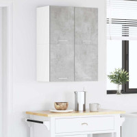 Produktbild för Hängande skåp med dörr 2 pcs Betonggrå och vit 60 x 31 x 40 cm