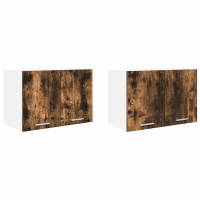 Produktbild för Hängande skåp med lagring 2 pcs Rökt ek och vit 60 x 31 x 40 cm