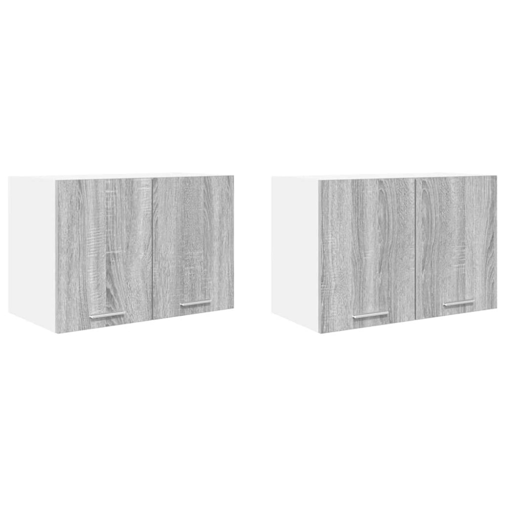 Produktbild för Hängande skåp med dörr 2 pcs Grå Sonoma och vit 60 x 31 x 40 cm
