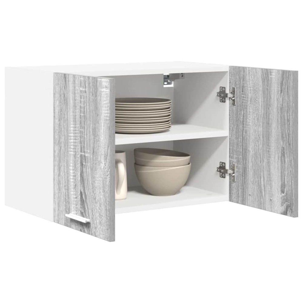 Produktbild för Hängande skåp med dörr 2 pcs Grå Sonoma och vit 60 x 31 x 40 cm