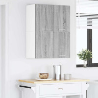 Produktbild för Hängande skåp med dörr 2 pcs Grå Sonoma och vit 60 x 31 x 40 cm