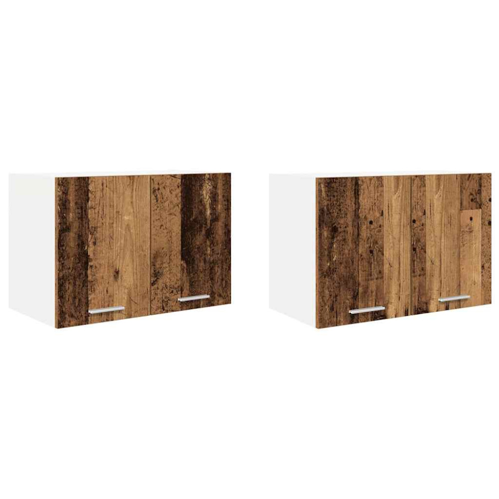 Produktbild för Hängande skåp med dörr 2 pcs Gamla trä och vit 60 x 31 x 40 cm