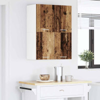 Produktbild för Hängande skåp med dörr 2 pcs Gamla trä och vit 60 x 31 x 40 cm