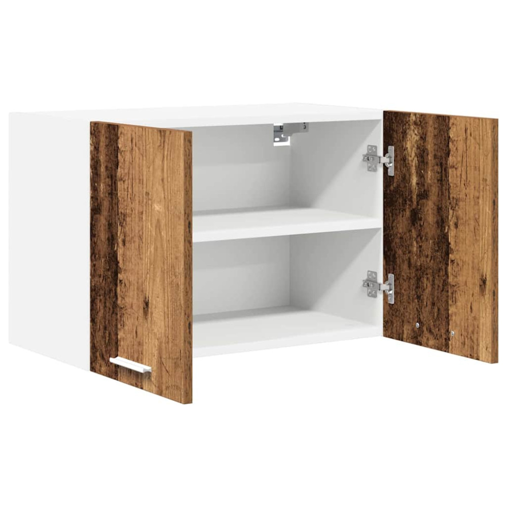 Produktbild för Hängande skåp med dörr 2 pcs Gamla trä och vit 60 x 31 x 40 cm