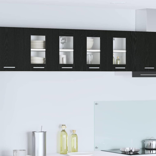vidaXL Hängande skåp 2 pcs Svart Ek 60 x 31 x 40 cm Konstruerat trä