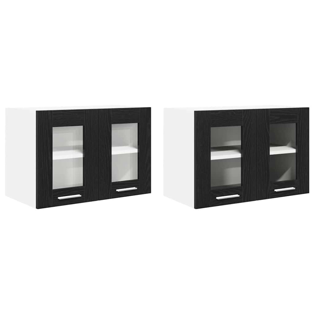 Produktbild för Hängande skåp 2 pcs Svart Ek 60 x 31 x 40 cm Konstruerat trä