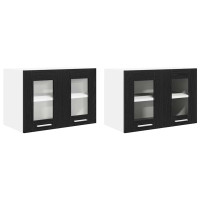 Produktbild för Hängande skåp 2 pcs Svart Ek 60 x 31 x 40 cm Konstruerat trä