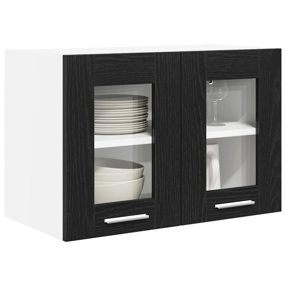 Produktbild för Hängande skåp 2 pcs Svart Ek 60 x 31 x 40 cm Konstruerat trä