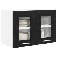 Produktbild för Hängande skåp 2 pcs Svart Ek 60 x 31 x 40 cm Konstruerat trä
