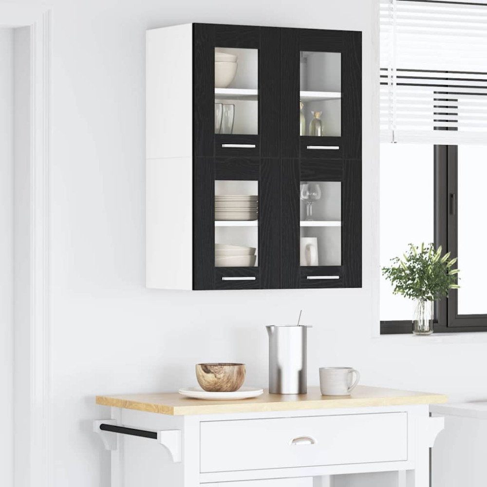 Produktbild för Hängande skåp 2 pcs Svart Ek 60 x 31 x 40 cm Konstruerat trä