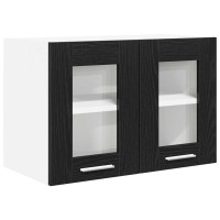 Produktbild för Hängande skåp 2 pcs Svart Ek 60 x 31 x 40 cm Konstruerat trä