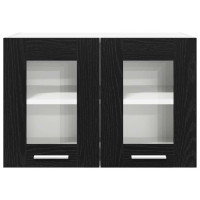 Produktbild för Hängande skåp 2 pcs Svart Ek 60 x 31 x 40 cm Konstruerat trä