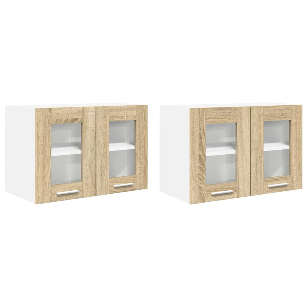 Produktbild för Hängande skåp 2 pcs Sonoma-ek 60 x 31 x 40 cm Konstruerat trä