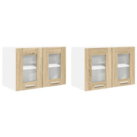 Produktbild för Hängande skåp 2 pcs Sonoma-ek 60 x 31 x 40 cm Konstruerat trä