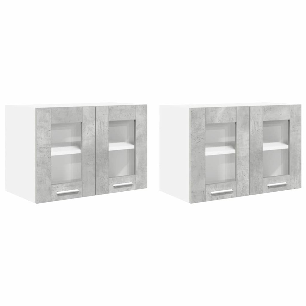 Produktbild för Hängande skåp 2 pcs Betonggrå 60 x 31 x 40 cm Konstruerat trä