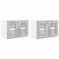 Produktbild för Hängande skåp 2 pcs Betonggrå 60 x 31 x 40 cm Konstruerat trä