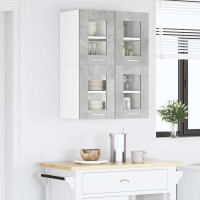 Produktbild för Hängande skåp 2 pcs Betonggrå 60 x 31 x 40 cm Konstruerat trä