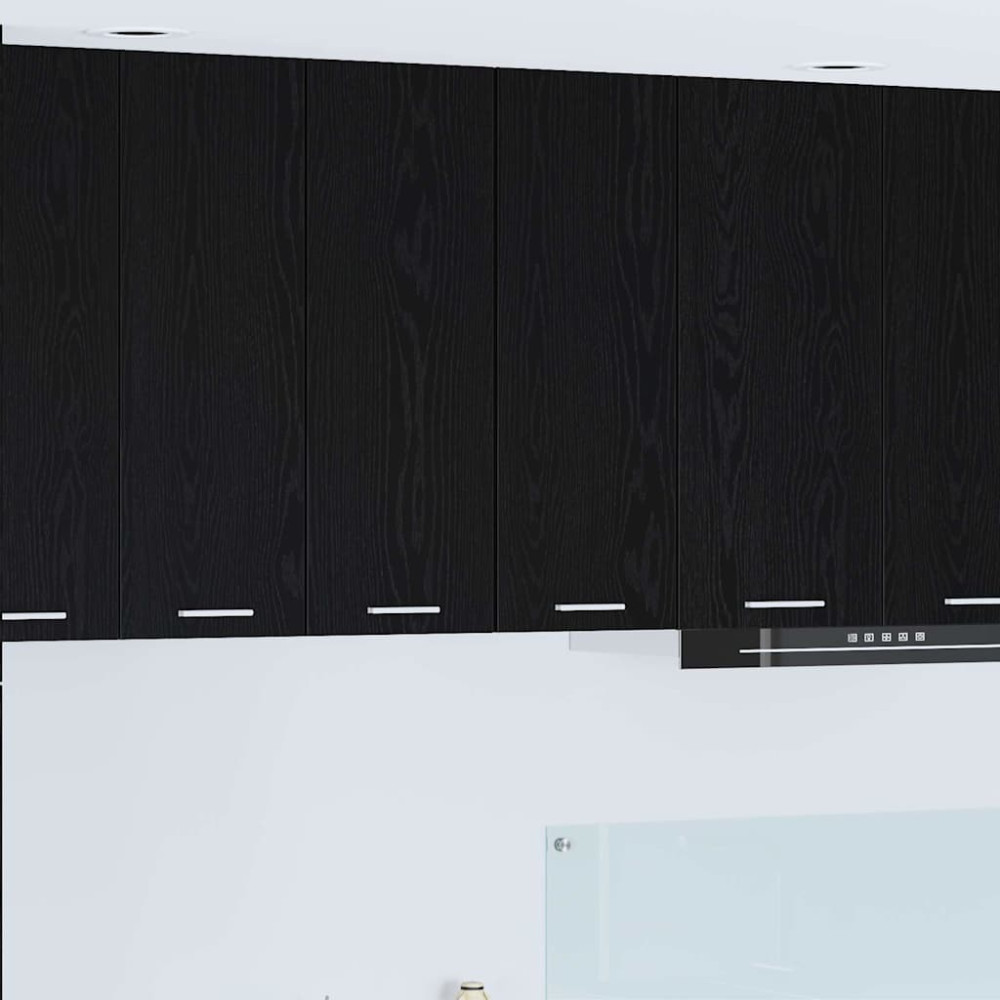 Produktbild för Hängande skåp med dörr 2 pcs Svart ek och vit 30 x 31 x 80 cm