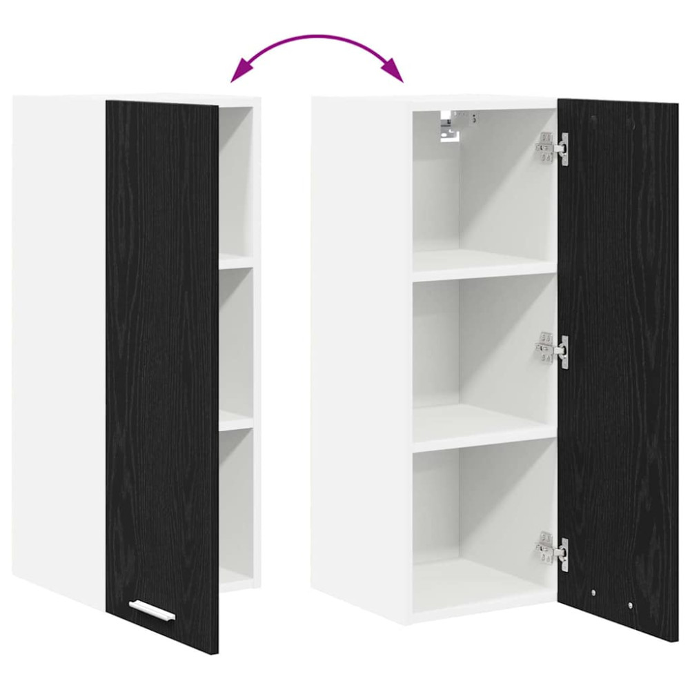 Produktbild för Hängande skåp med dörr 2 pcs Svart ek och vit 30 x 31 x 80 cm