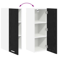 Produktbild för Hängande skåp med dörr 2 pcs Svart ek och vit 30 x 31 x 80 cm