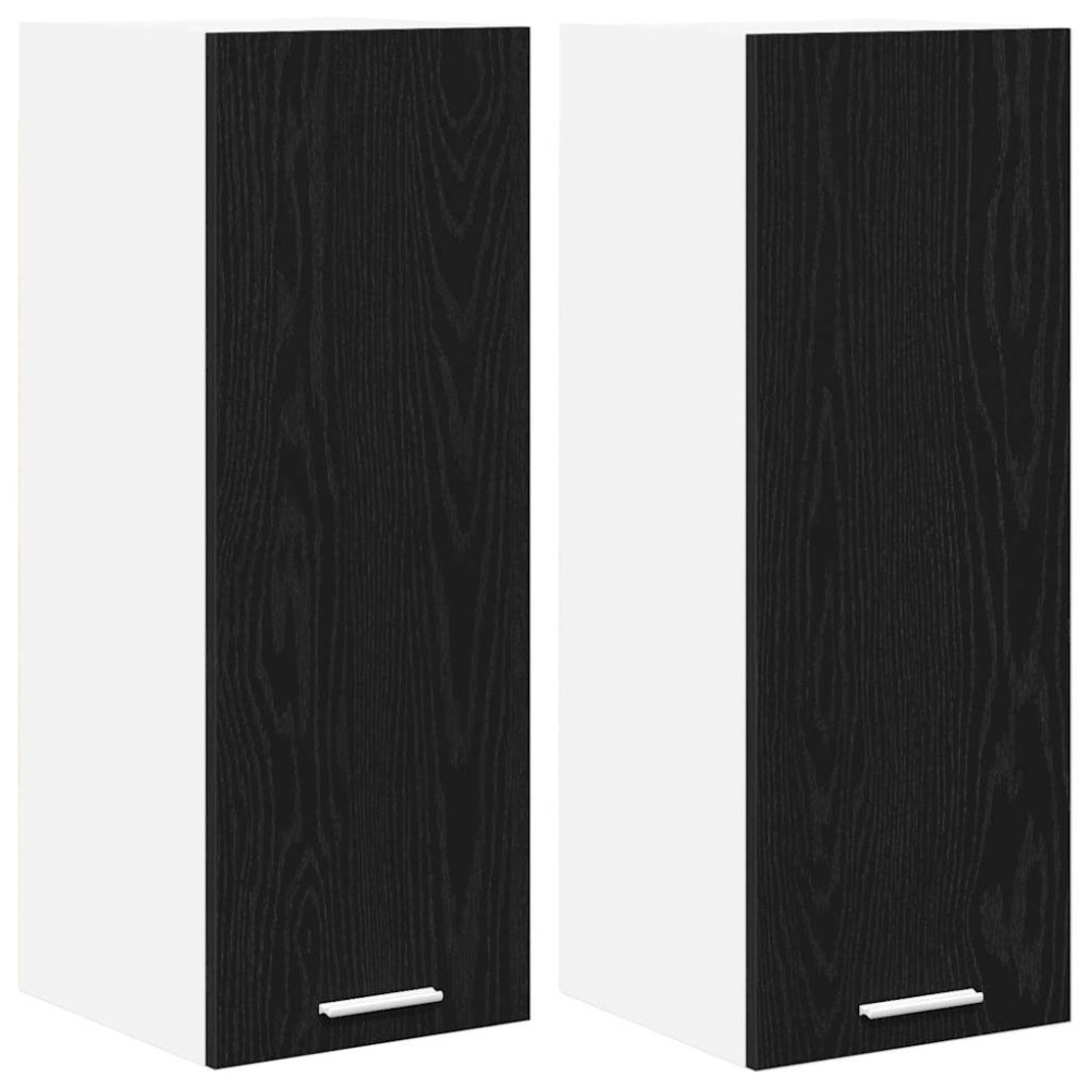 Produktbild för Hängande skåp med dörr 2 pcs Svart ek och vit 30 x 31 x 80 cm
