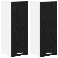 Produktbild för Hängande skåp med dörr 2 pcs Svart ek och vit 30 x 31 x 80 cm