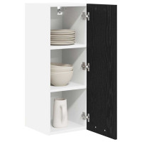 Produktbild för Hängande skåp med dörr 2 pcs Svart ek och vit 30 x 31 x 80 cm