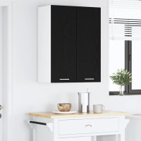 Produktbild för Hängande skåp med dörr 2 pcs Svart ek och vit 30 x 31 x 80 cm