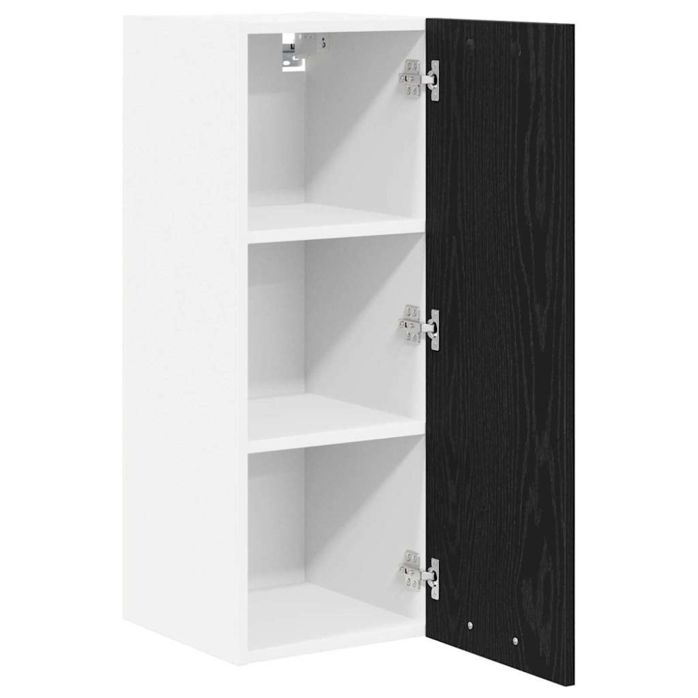 Produktbild för Hängande skåp med dörr 2 pcs Svart ek och vit 30 x 31 x 80 cm