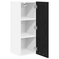 Produktbild för Hängande skåp med dörr 2 pcs Svart ek och vit 30 x 31 x 80 cm