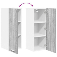 Produktbild för Hängande skåp med dörr 2 pcs Grå Sonoma och vit 30 x 31 x 80 cm