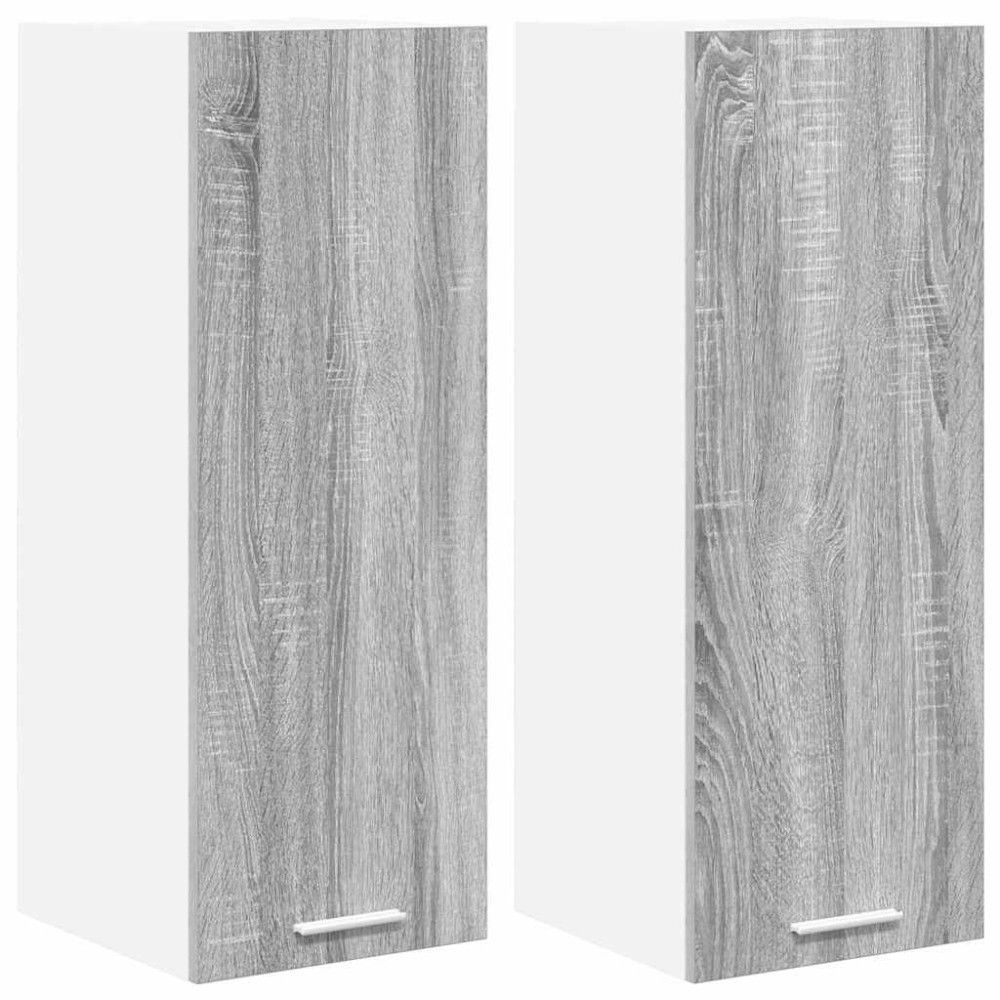 Produktbild för Hängande skåp med dörr 2 pcs Grå Sonoma och vit 30 x 31 x 80 cm