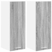 Produktbild för Hängande skåp med dörr 2 pcs Grå Sonoma och vit 30 x 31 x 80 cm