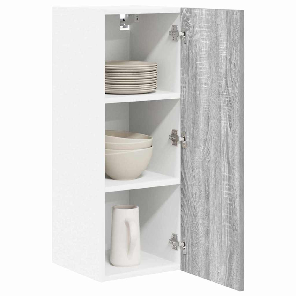 Produktbild för Hängande skåp med dörr 2 pcs Grå Sonoma och vit 30 x 31 x 80 cm