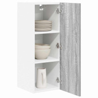 Produktbild för Hängande skåp med dörr 2 pcs Grå Sonoma och vit 30 x 31 x 80 cm