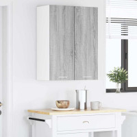 Produktbild för Hängande skåp med dörr 2 pcs Grå Sonoma och vit 30 x 31 x 80 cm