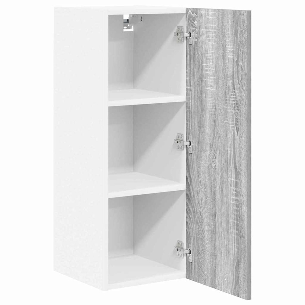 Produktbild för Hängande skåp med dörr 2 pcs Grå Sonoma och vit 30 x 31 x 80 cm