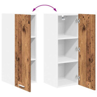 Produktbild för Hängande skåp med dörr 2 pcs Gamla trä och vit 30 x 31 x 80 cm